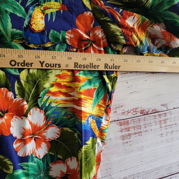 Vintage RJC Hawaiian Shirt Mens M Sunset Parrots Palm Leaf Floral Tropical EUC - Picture 4 of 8